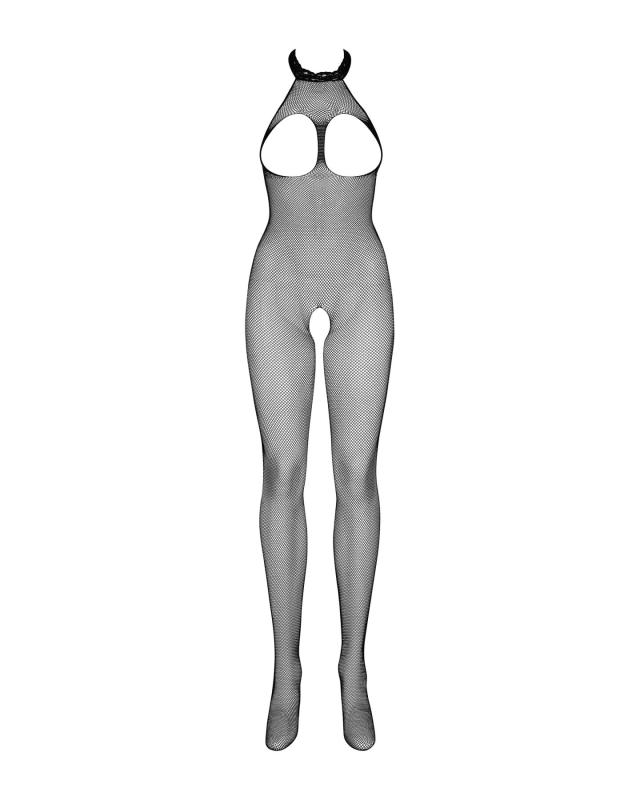 SO7250 Бодистокинг из мелкой сетки с открытой грудью и доступом Obsessive Bodystocking N101 S/M/L, черный,