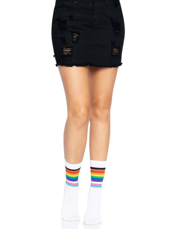 SO8584 Носки женские в полоску Leg Avenue Pride crew socks Rainbow, 37–43 размер