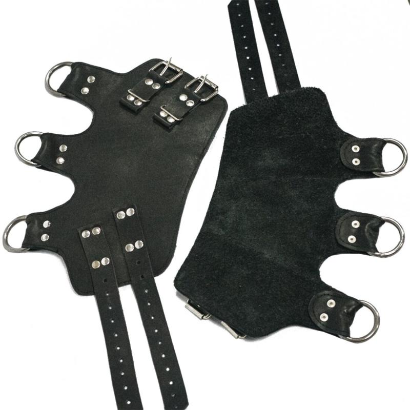 SO5182 Поножи манжеты для подвеса за ноги Leg Cuffs For Suspension из натуральной кожи, цвет черный