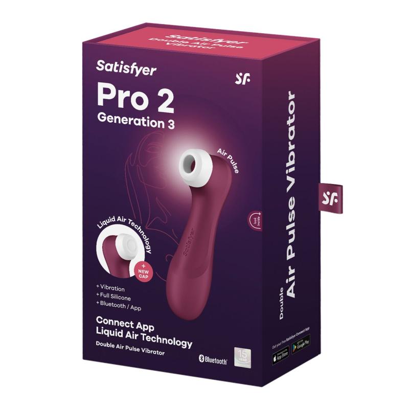 SO7774 Вакуумный клиторальный стимулятор Satisfyer Pro 2 Generation 3 with Liquid Air Connect App Wine Red