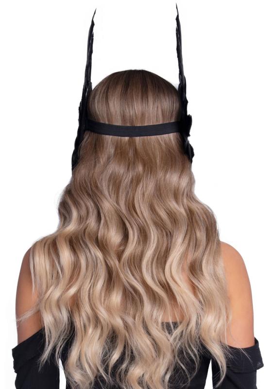 SO7944 Повязка на голову с крыльями Leg Avenue Feather headband Black, перья и натуральная кожа