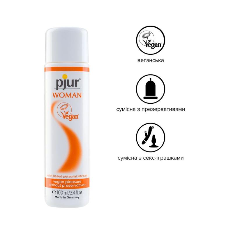 PJ13340 Лубрикант на водной основе pjur Woman Vegan 100 мл, чистый веганский состав, без консервантов