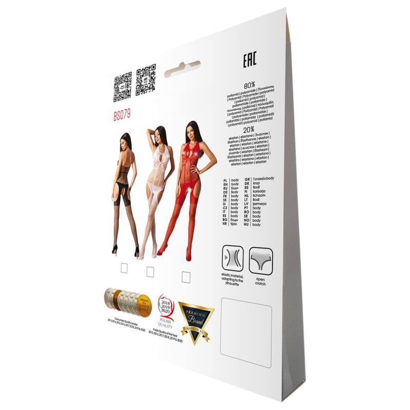 SO4727 Бодистокинг с имитацией чулок Passion BS079 red