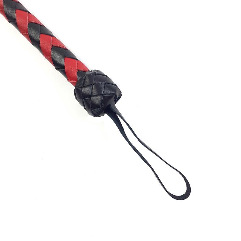 SO5215 Плеть гибкая Снейк, натуральная кожа, цвет черно-красный, длина - 80 см