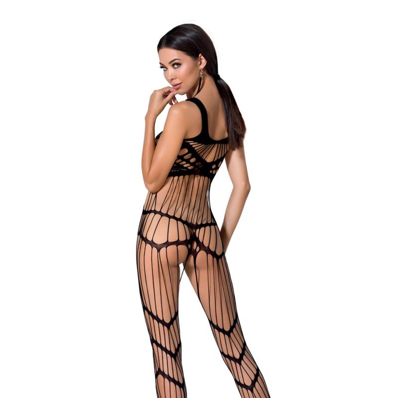 PBS058B Бодистокинг Passion BS058 black, комбинезон, очень воздушный