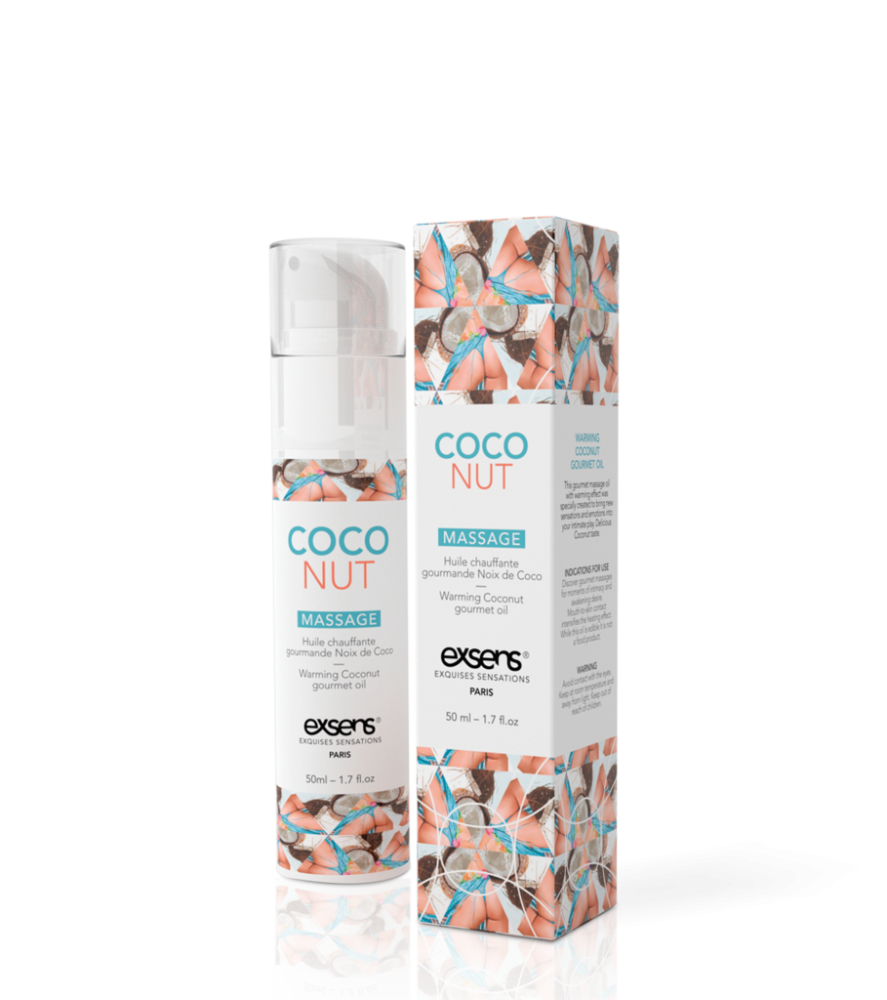 SO2358 Масажна олія EXSENS Coconut 50 мл розігріває, без цукру, без парабенів, їстівне