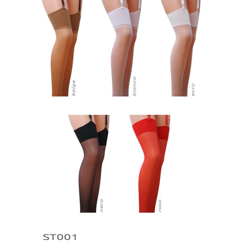 PS23602 Классические чулки под пояс с широкой резинкой ST001 3/4 nero - Passion