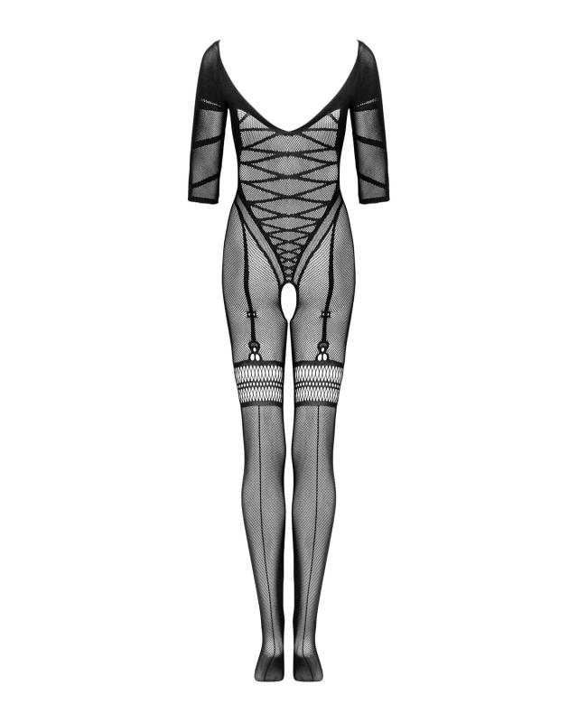 SO7693 Сетчатый бодистокинг с имитацией подвязок Obsessive Bodystocking G329 S/M/L, black, с доступом