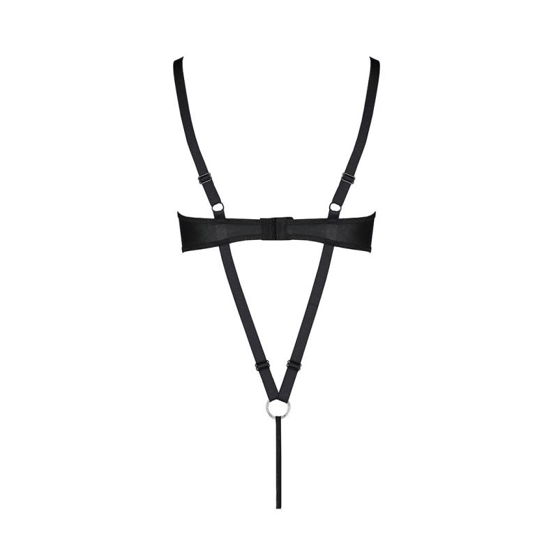 SO6403 Боди из экокожи Celine Body black L/XL — Passion: с доступом, открытый