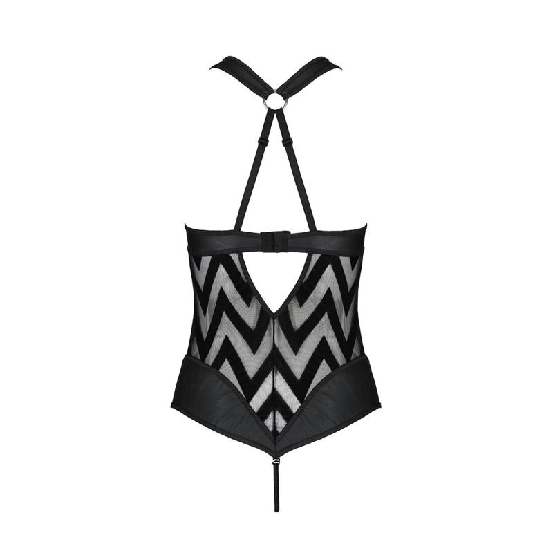 SO5346 Сетчатый боди с халтером и ритмичным рисунком Hima Body black L/XL - Passion