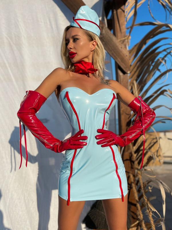 SO5613 Ролевой костюм стюардессы “Сногсшибательная Жанна” M (платье, платок, пилотка)