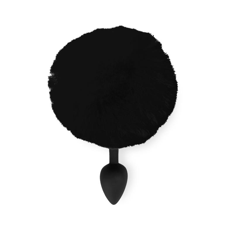 SO6694 Силиконовая анальная пробка М Art of Sex - Silicone Bunny Tails Butt plug Black, диаметр 3,5 см