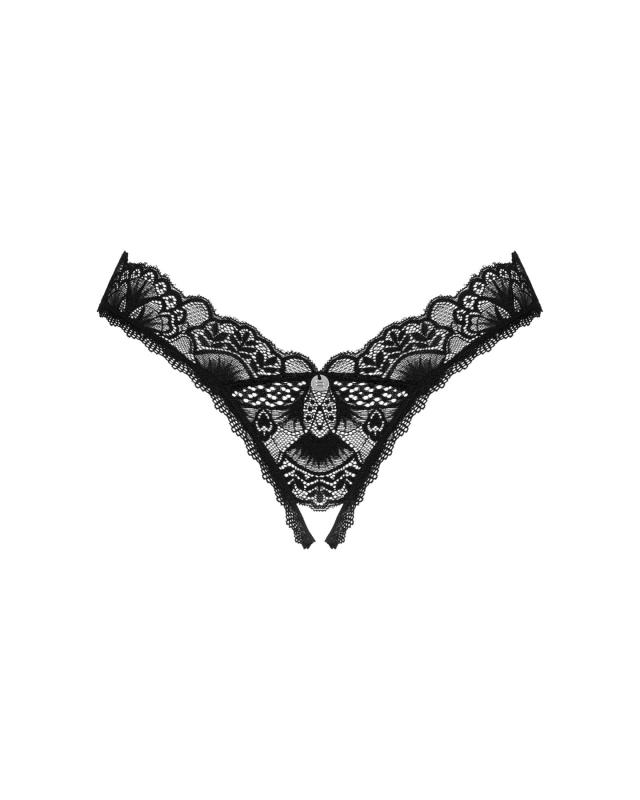 SO8643 Кружевные стринги Obsessive Donna Dream crotchless thong M/L Black, открытый доступ