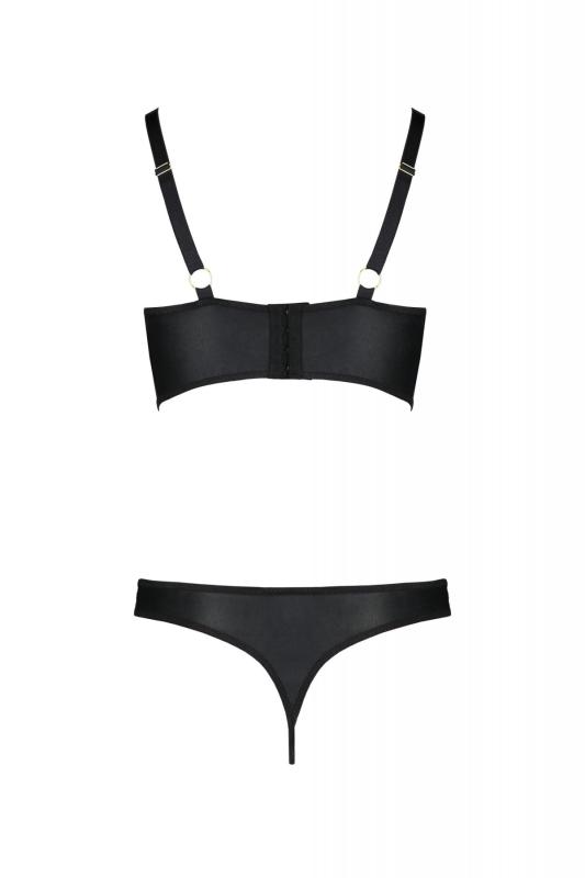 SO7096 Комплект из экокожи Passion Malwia Bikini 4XL/5XL black, с люверсами и ремешками, бра, трусики