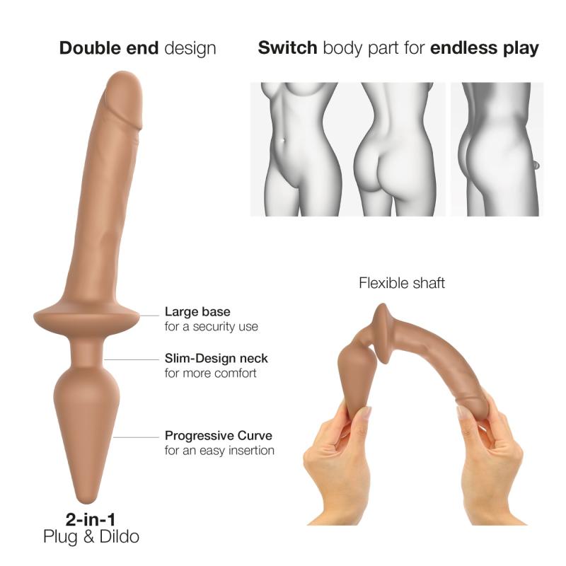 SO6827 Анальная пробка с дилдо 2в1 Strap-On-Me SWITCH PLUG-IN REALISTIC DILDO Caramel S, диаметр 3,3/2,9 см