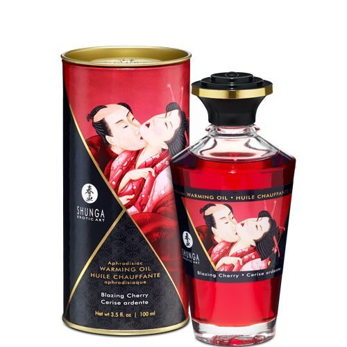 SO2493 Разогревающее масло Shunga Aphrodisiac Warming Oil - Blazing Cherry (100 мл) без сахара, вкусный