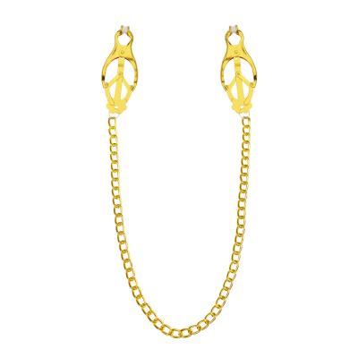 Зажимы для сосков с цепочкой Feral Feelings – Clover nipple clamps, золото/белый