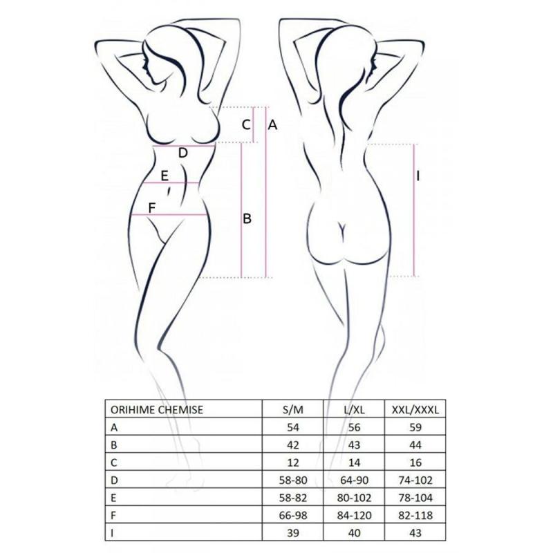 EL16405 Сорочка прозрачная с пажами ORIHIME CHEMISE white S/M - Passion, трусики, стрэпы