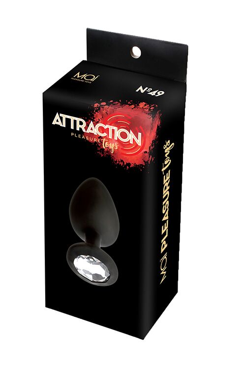 SO4632-R Анальная пробка с кристаллом MAI Attraction Toys №49 Black (мятая упаковка)