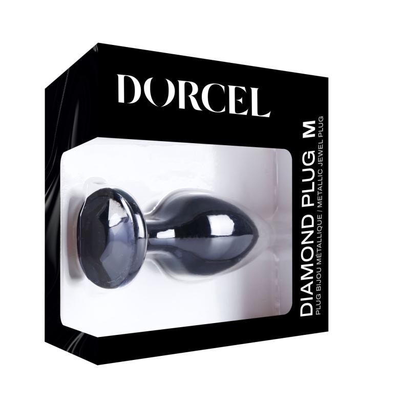 SO7809 Металлическая анальная пробка с кристаллом Dorcel Diamond Plug Black M