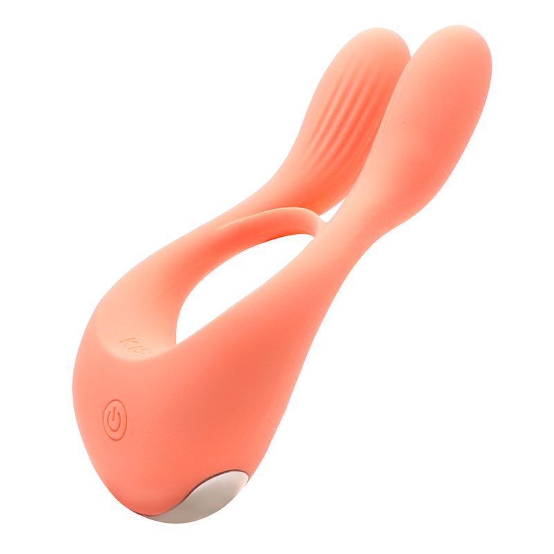 SO3766 Вибратор для пар KISTOY Martin Orange, два мотора, крепление на член, диаметр 32мм