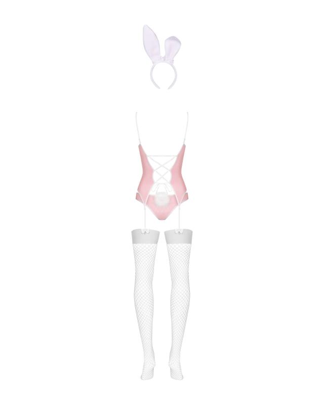 SO7255 Еротичний костюм зайчика Obsessive Bunny suit 4 pcs costume pink L/XL, рожевий, топ з підв’язками, т