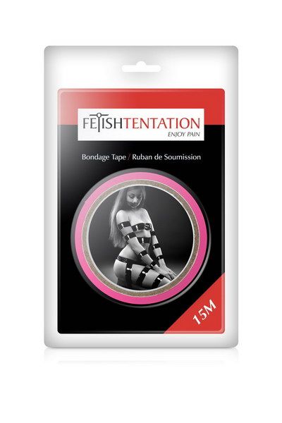 SO4445 Скотч для бондажа Fetish Tentation Fuchsia  (15м), не липнет к коже и волоскам, только сам к себе