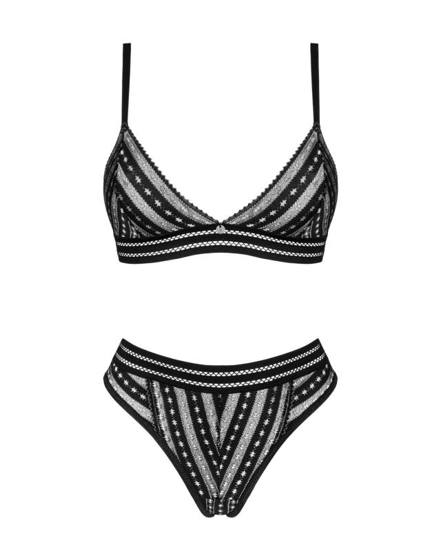 SO7717 Комплект белья Obsessive Natilya 2-pcs set XS/S, black, бюстгальтер, трусики