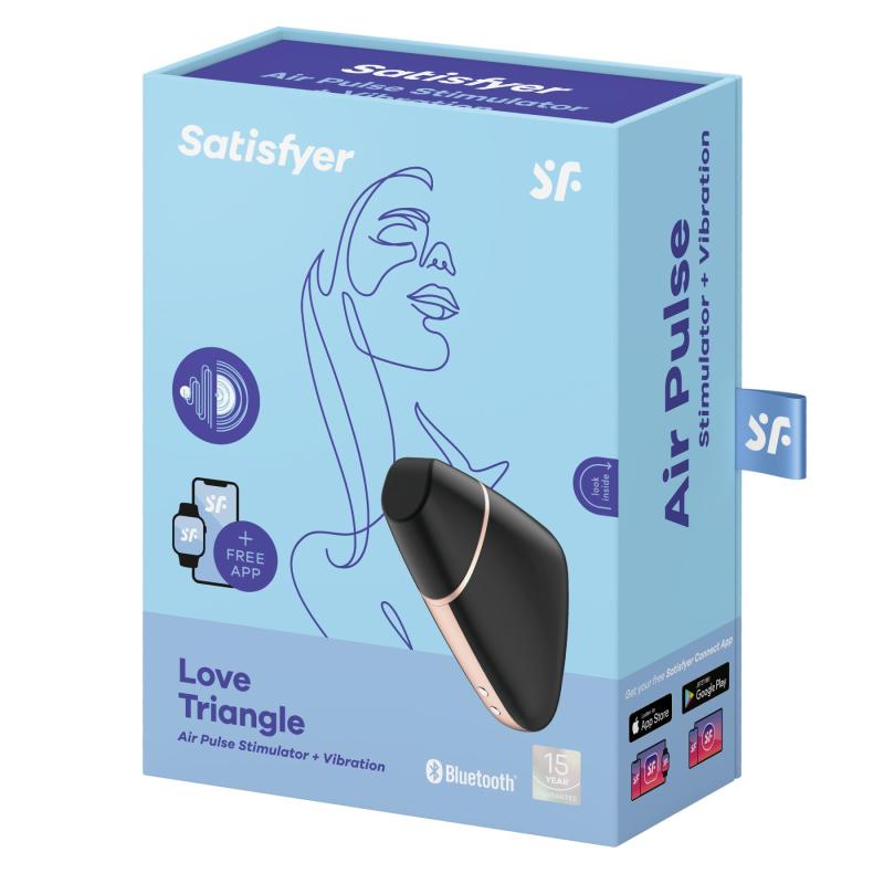 SO3894 Вакуумный клиторальный стимулятор Satisfyer Love Triangle Black с управлением через интернет