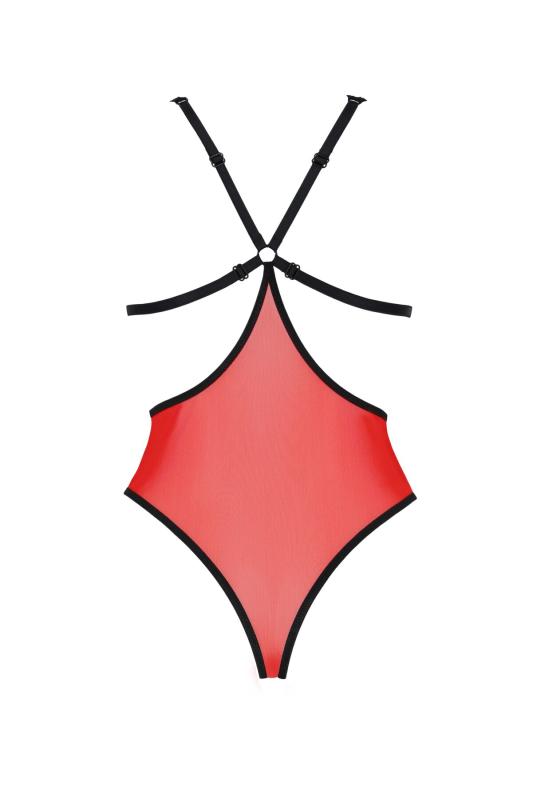 SO8460 Полупрозрачное боди с кружевом Passion PEONIA BODY L/XL red
