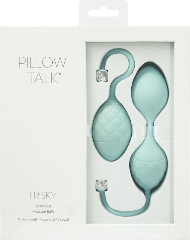SO2722 Роскошные вагинальные шарики PILLOW TALK - Frisky Teal с кристаллом, диаметр 3,2см, вес 49-75гр