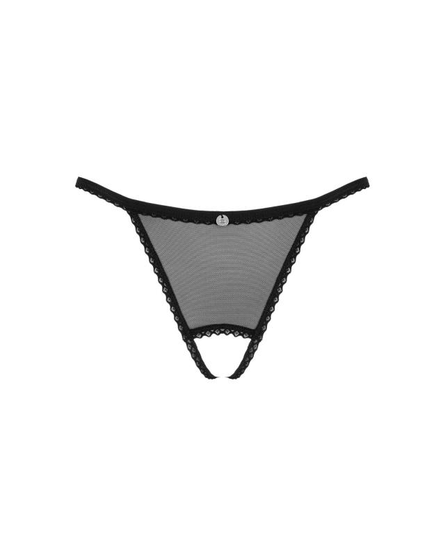 SO7871 Прозрачные стринги с доступом Obsessive Celia Noir crotchless thong XS/S