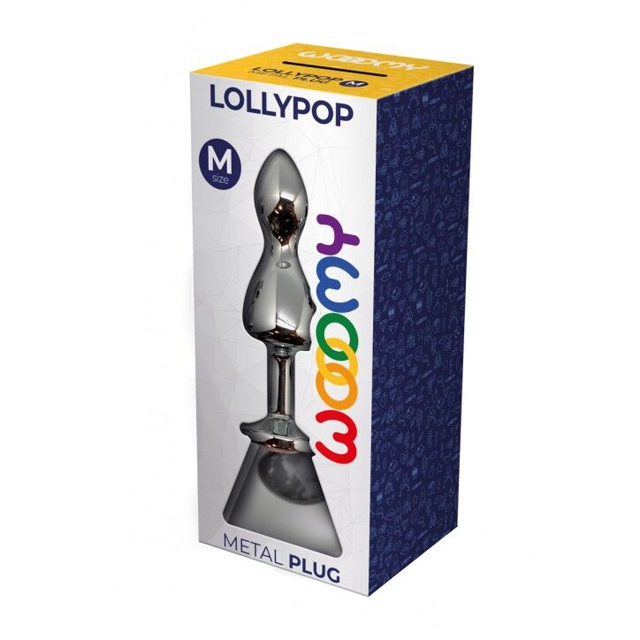 SO7414 Металлическая анальна пробка Wooomy Lollypop Double Ball Metal Plug M, диаметр 3,1 см, длина 9,4 см