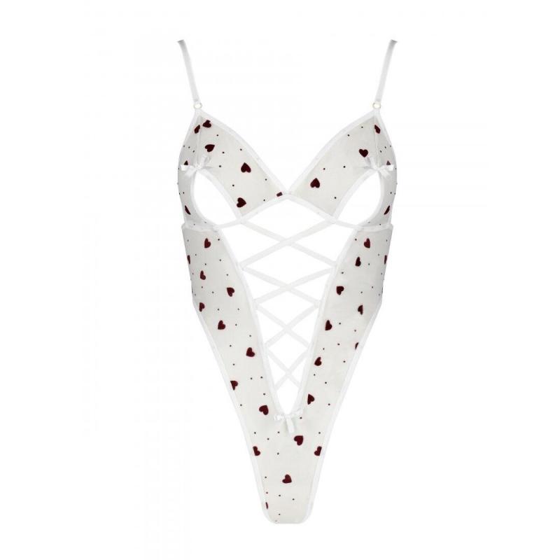 SO4757 Еротичний боді з малюнком LOVELIA BODY white S/M - Passion