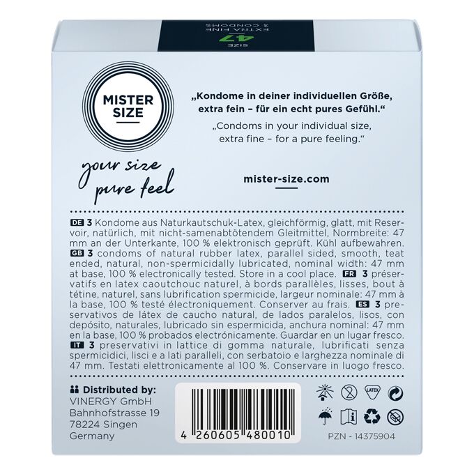 SO8032 Презервативы Mister Size - pure feel - 47 (3 condoms), толщина 0,05 мм