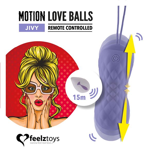 SO3852 Вагинальные шарики с массажем и вибрацией FeelzToys Motion Love Balls Jivy с пультом ДУ, 7 режимов