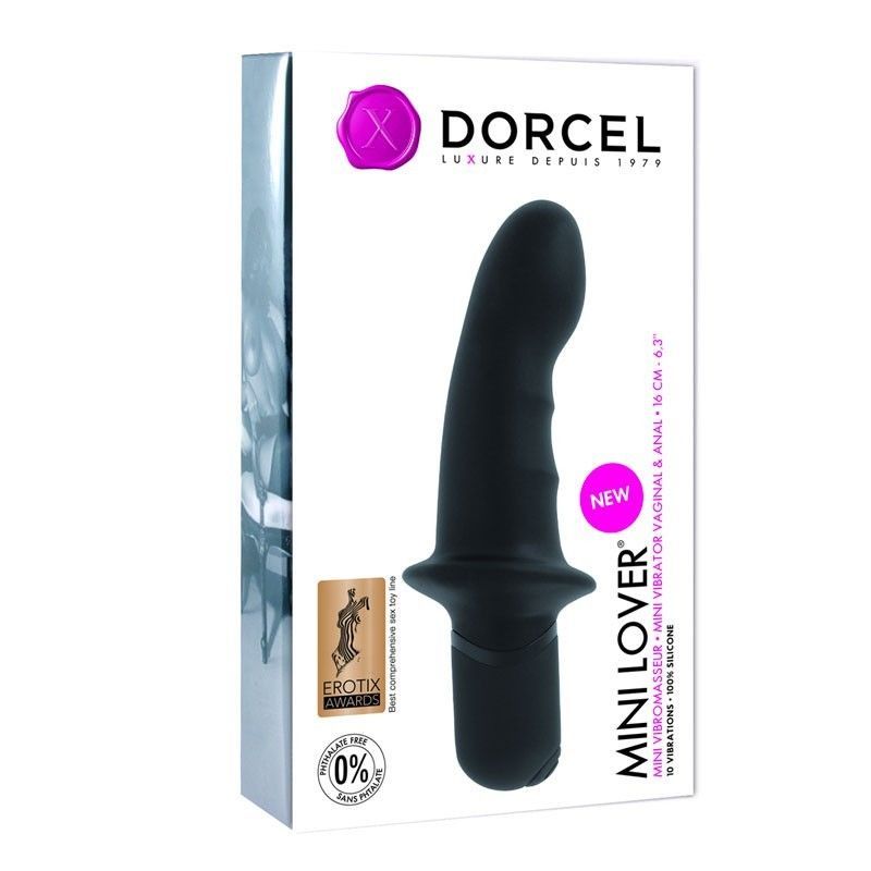 MD1045 Вибратор Dorcel Mini Lover Black с ограничителем, для точки G и массажа простаты