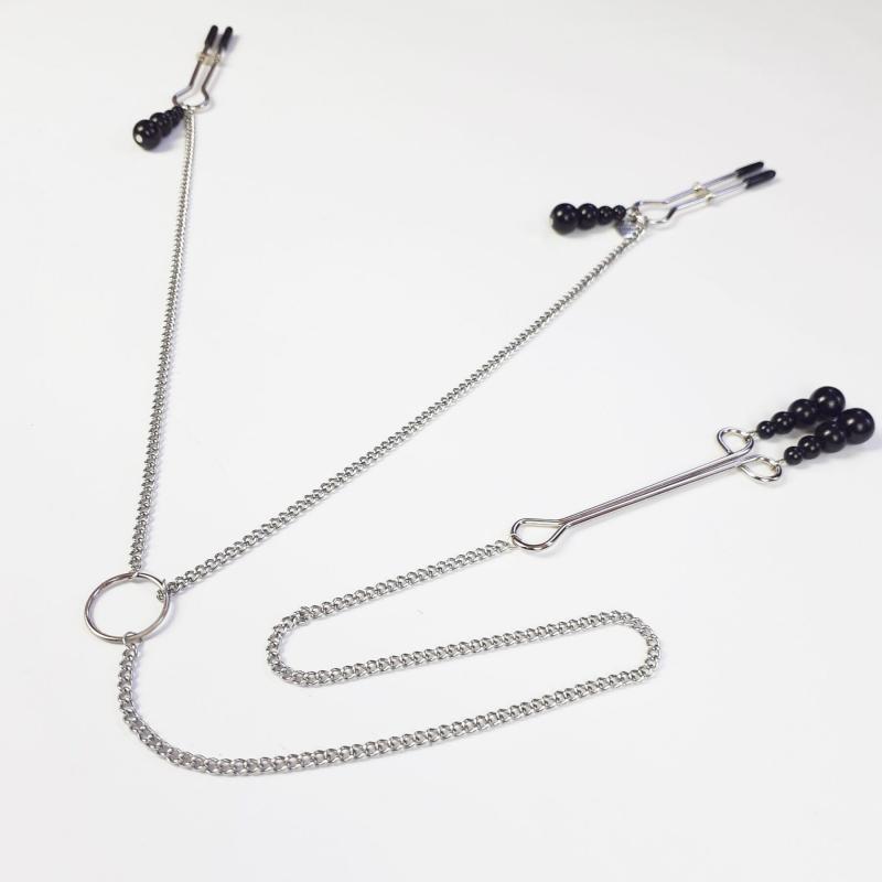 SO5869 Зажимы для сосков и клитора Art of Sex - Nipple and clit clamps Black Pearl