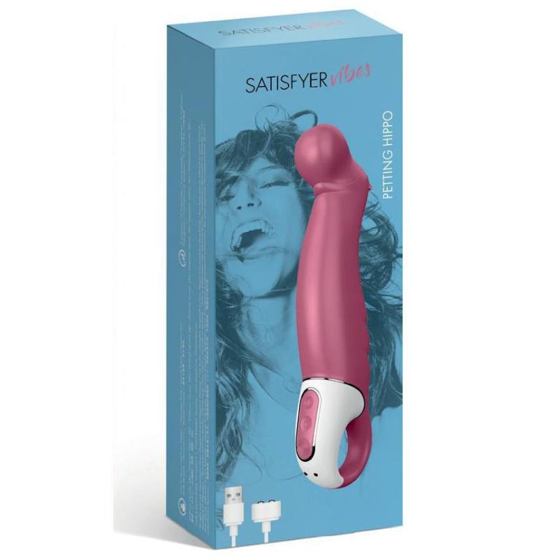 SO2202 Мощный вибратор Satisfyer Vibes Petting Hippo с гибким стволом, литой силикон, 12 режимов работы