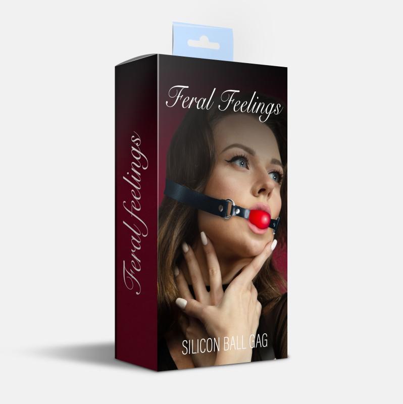 SO8266 Кляп силиконовый Feral Feelings Silicon Ball Gag Black/Red, черный ремень, красный шарик
