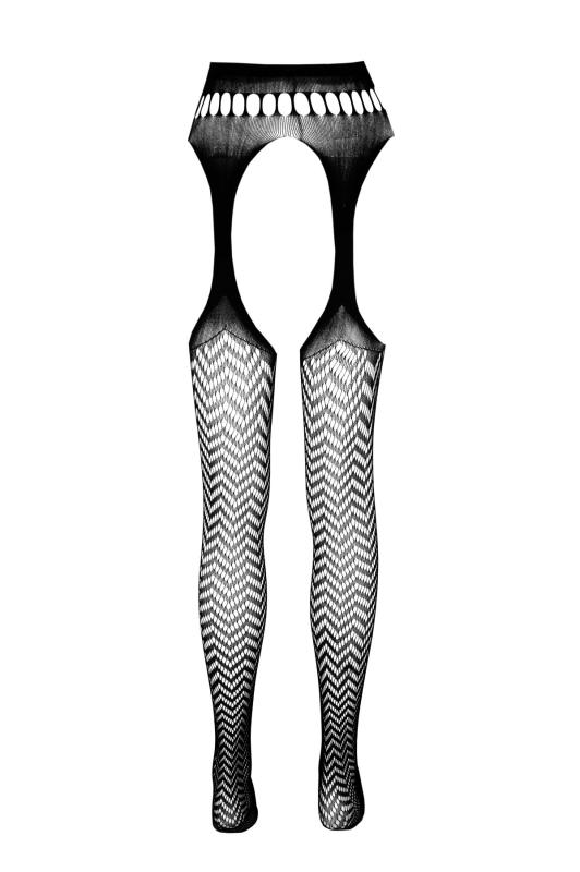 SO7089 Эротические колготки-бодистокинг Passion ECO S002 white, с доступом, геометрическое плетение