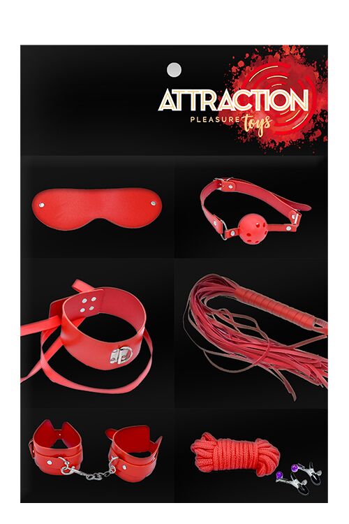 SO5004 Набор MAI BDSM STARTER KIT Nº 75 Red: плеть, кляп, наручники, маска, ошейник, веревка, зажимы
