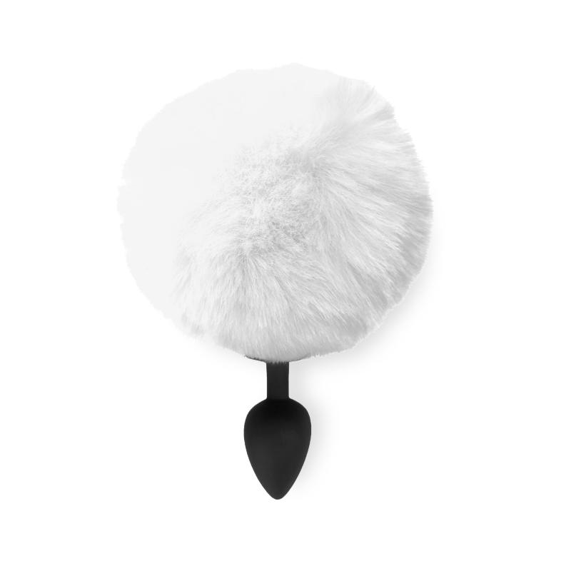 SO6695 Силиконовая анальная пробка М Art of Sex - Silicone Bunny Tails Butt plug White, диаметр 3,5 см