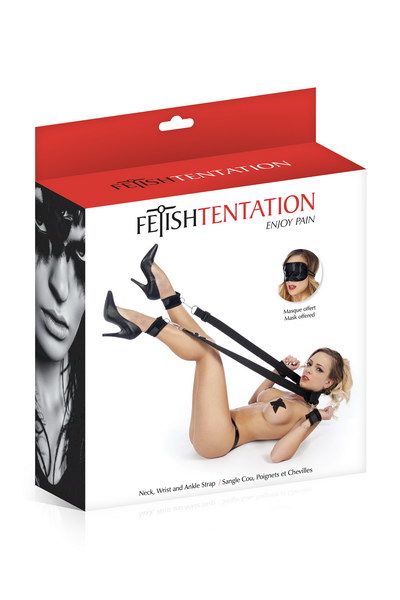 SO3741 Фиксаторы для ног и рук Fetish Tentation Neck, Wrist and Ankle Strap с маской на глаза