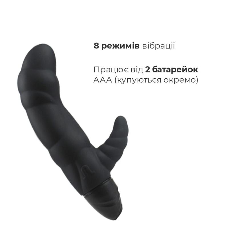 AD10819 Вибратор рельефный Adrien Lastic Typhoon Black со стимуляцией точки G, два мотора