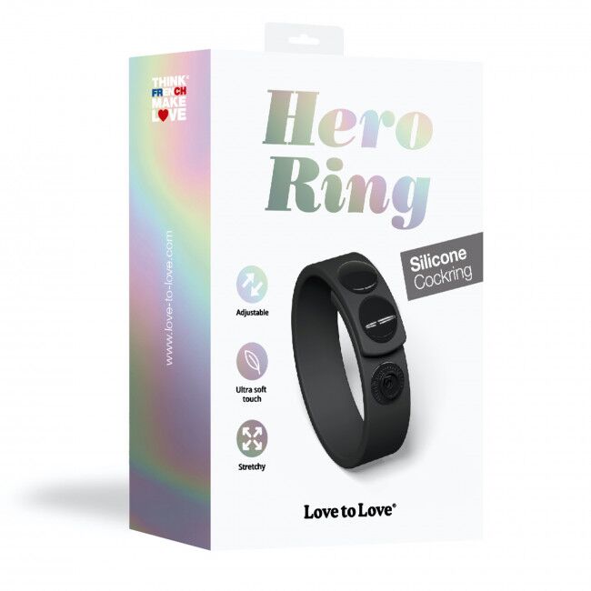 SO5089 Регулируемое эрекционное кольцо на кнопках Love To Love HERO RING - BLACK ONYX