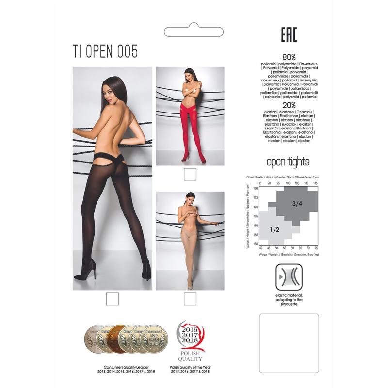PS24510 Эротические колготки TIOPEN 005 roso 1/2 (60 den) - Passion, с вырезом, оригинальный пояс