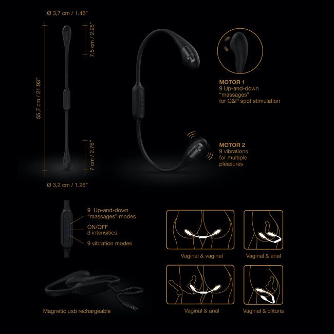 SO5079 Вибратор на гибкой сцепке со стимуляцией пальчиком Dorcel DUAL EXPLORER