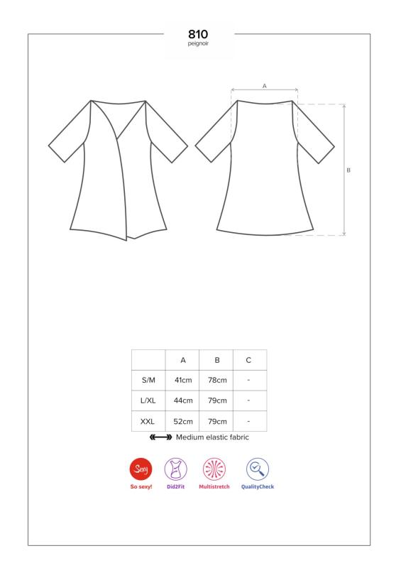 SO7160 Сатиновый открытый пеньюар на поясе Obsessive 810-PEI–1 peignoir black S/M, черный