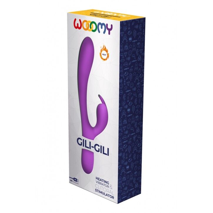 SO7412 Вибратор-кролик Wooomy Gili-Gili Vibrator with Heat Purple, отросток с ушками, подогрев до 40°С